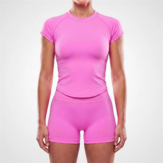Women's Seamless Running Set | Short Sleeve Top & Shorts