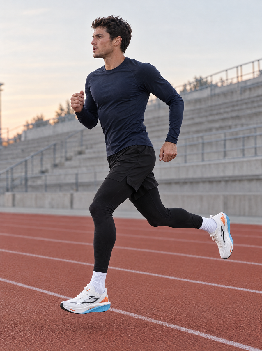 Man running on the track