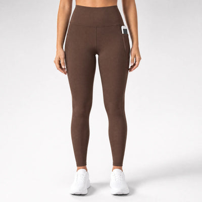Löpartights för dam, hög midja | Sidofickor, Squat-Proof Nylon