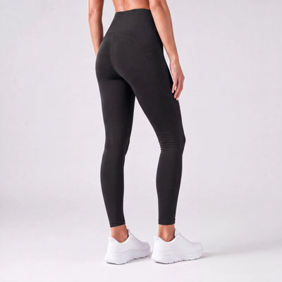 Löpartights för dam, hög midja | Sidofickor, Squat-Proof Nylon