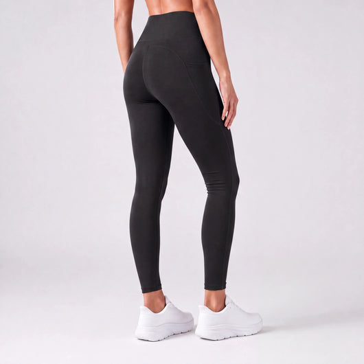 Löpartights för dam, hög midja | Sidofickor, Squat-Proof Nylon