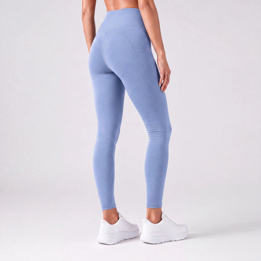 Löpartights för dam, hög midja | Sidofickor, Squat-Proof Nylon