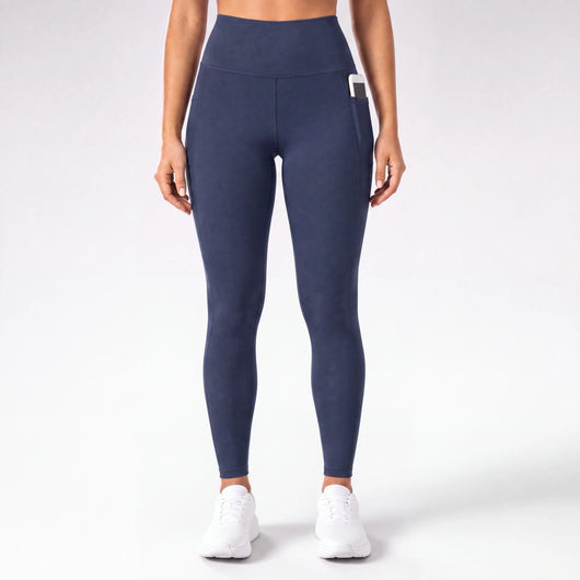 Löpartights för dam, hög midja | Sidofickor, Squat-Proof Nylon