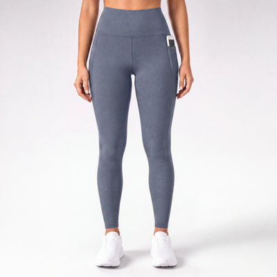 Löpartights för dam, hög midja | Sidofickor, Squat-Proof Nylon