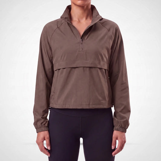 Women's Cropped Running Anorak | Half Zip Wind-Resistant Shell