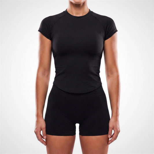 Women's Seamless Running Set | Short Sleeve Top & Shorts