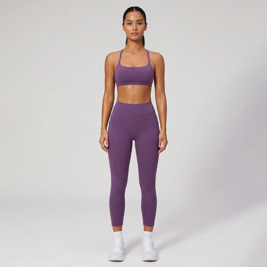 Women's 2-Piece Running Set | High-Waisted Leggings & Cross-Back Sports Bra