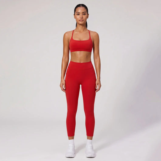 Women's 2-Piece Running Set | High-Waisted Leggings & Cross-Back Sports Bra