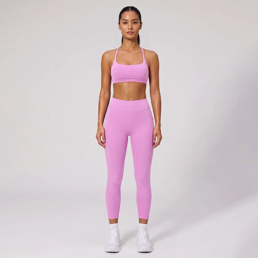 Women's 2-Piece Running Set | High-Waisted Leggings & Cross-Back Sports Bra