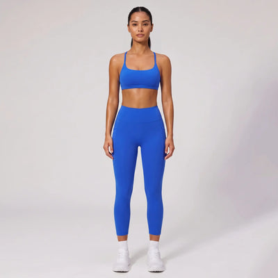 Women's 2-Piece Running Set | High-Waisted Leggings & Cross-Back Sports Bra