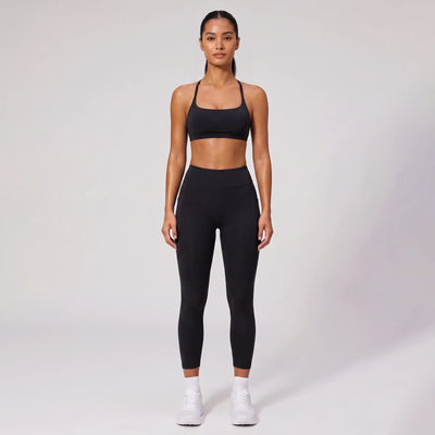 Women's 2-Piece Running Set | High-Waisted Leggings & Cross-Back Sports Bra