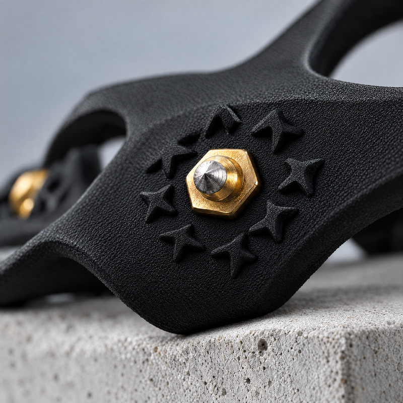 Steel stud detail on running ice cleat