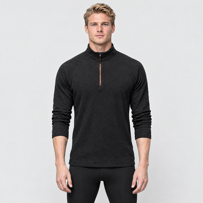 Men's Half-Zip Running Top in Black – front view