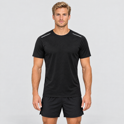 Men's Quick-Dry Running T-Shirt in Black – front view