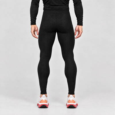 Men's Fleece-Lined Running Tights in Black – back view