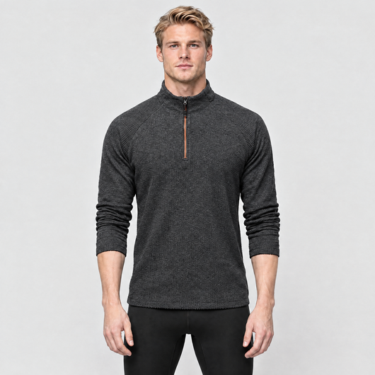 Men's Half-Zip Running Top in Dark Grey – front view