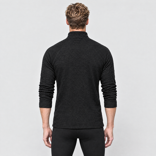 Men's Half-Zip Running Top in Black – back view