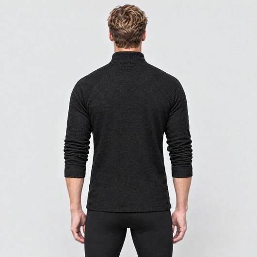 Men's Half-Zip Running Top in Black – back view