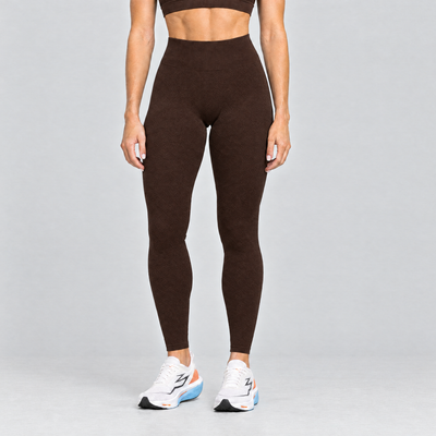 Women's Seamless Scrunch Leggings in Dark Brown – front view