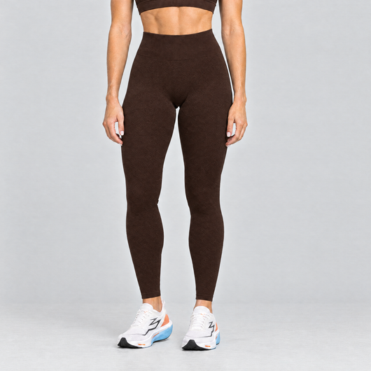 Women's Seamless Scrunch Leggings in Dark Brown – front view