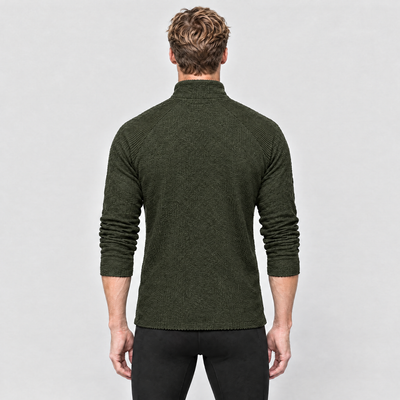 Men's Half-Zip Running Top in Army Green – back view