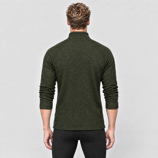 Men's Half-Zip Running Top in Army Green – back view