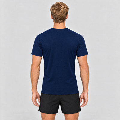 Men's Quick-Dry Running T-Shirt in Navy – back view
