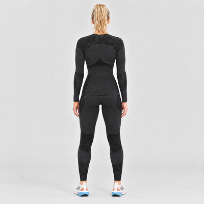 Women's seamless thermal base layer set in black – back view