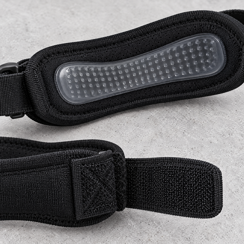 Close-up detail of the patella knee strap