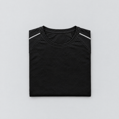 The quick-dry running t-shirt laid out flat