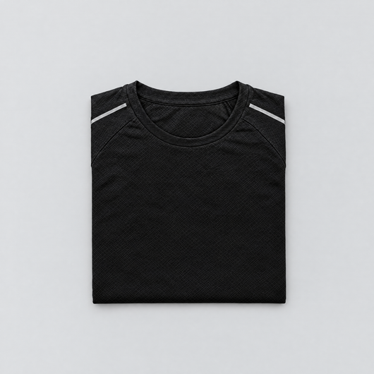 The quick-dry running t-shirt laid out flat