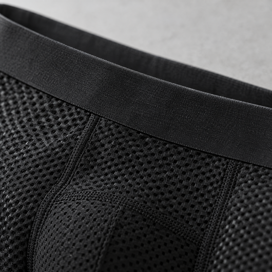 Close-up detail of the running boxer briefs