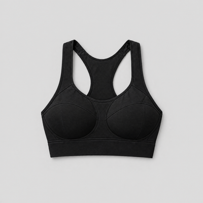 The high-support sports bra laid out flat