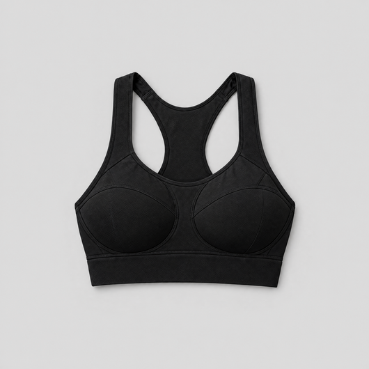 The high-support sports bra laid out flat