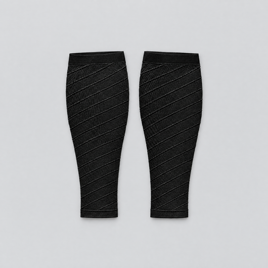 The calf compression sleeves laid out flat