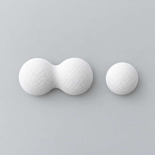 The massage ball set laid out flat