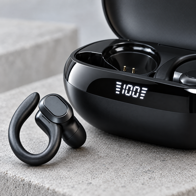 Close-up detail of the sport earbuds