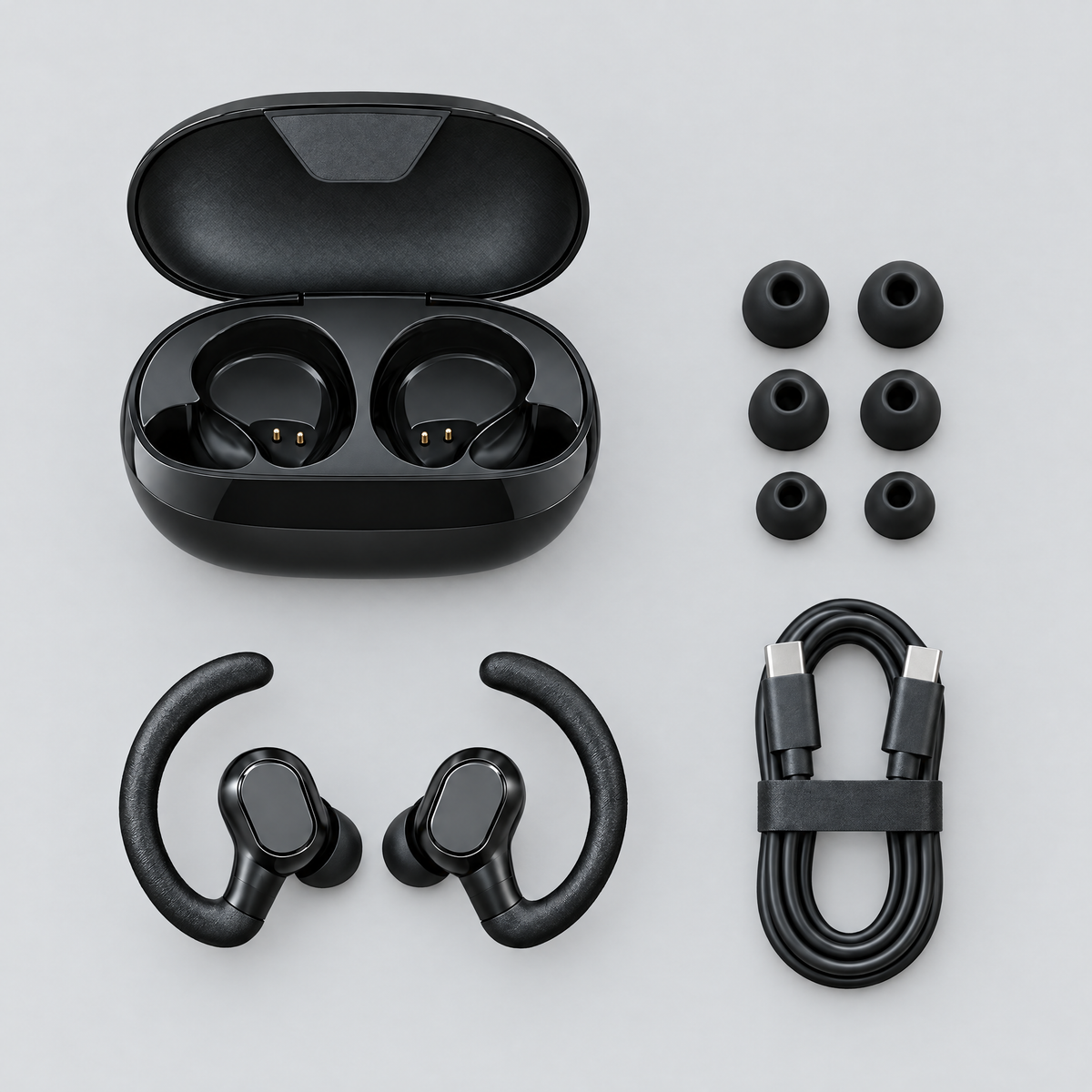 Wireless Sport Earbuds with Ear Hooks | Sweatproof IPX7