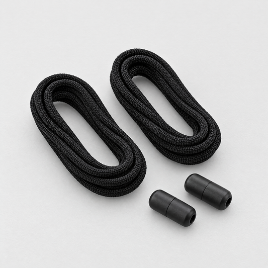 Black elastic no-tie running laces with screw locks