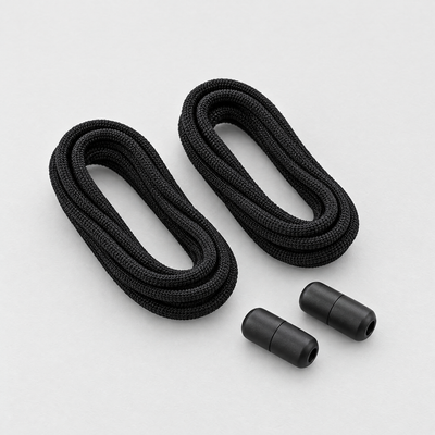 Black elastic no-tie running laces with screw locks