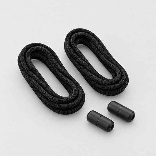 Black elastic no-tie running laces with screw locks