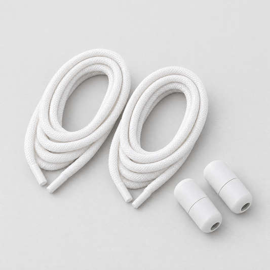 White elastic no-tie running laces with screw locks