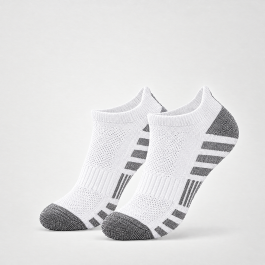 White cushioned ankle running socks with heel tab