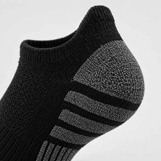 Close-up of the padded heel tab and cushioned heel
