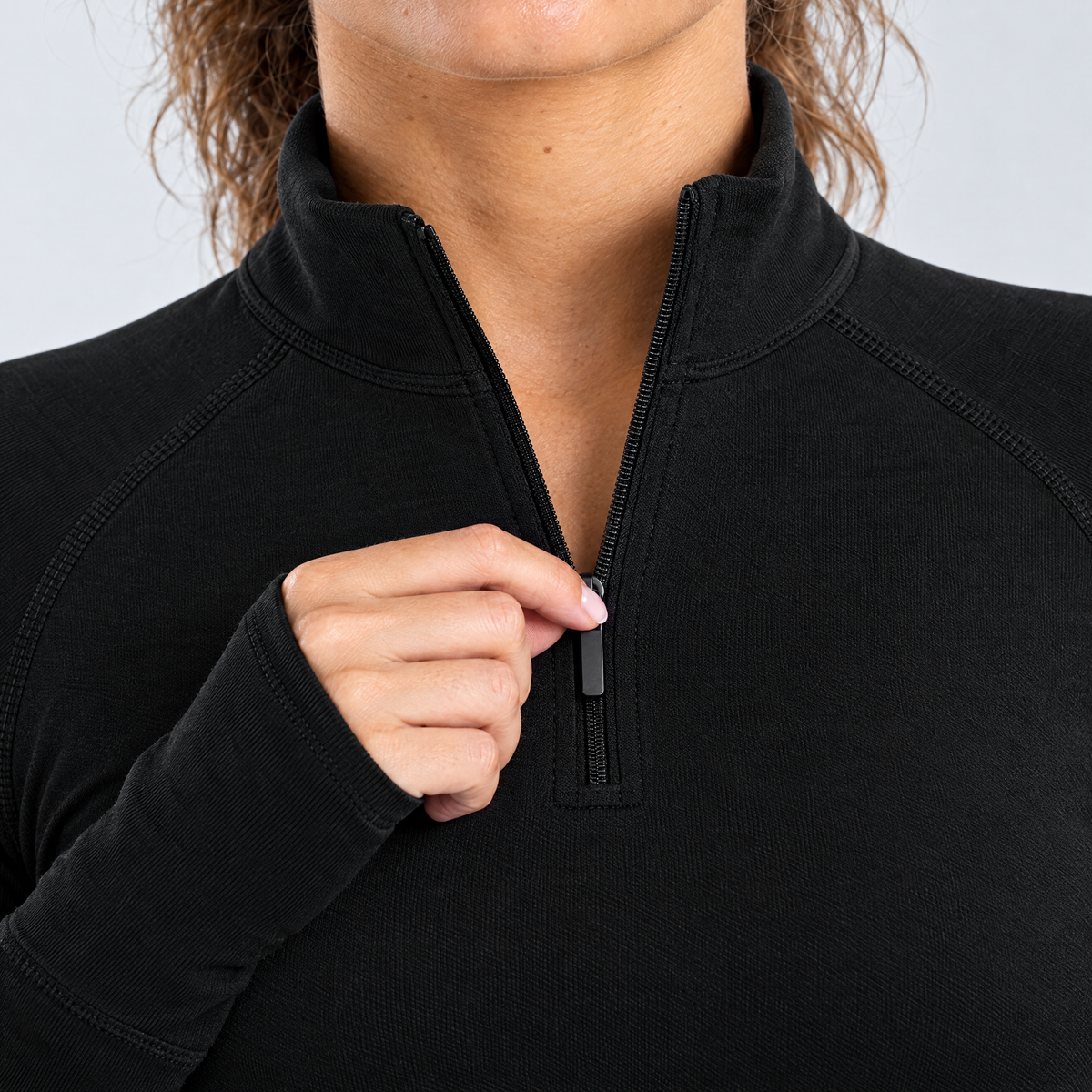 Women's Half-Zip Running Top | Long Sleeve, Thumbholes