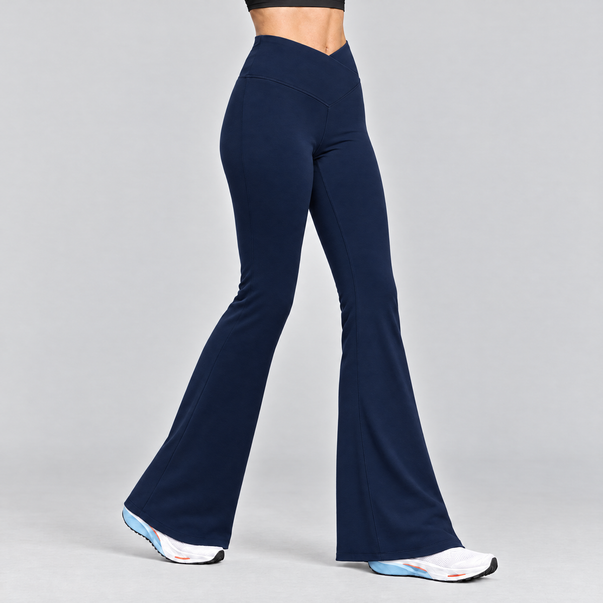 Women's Flared Running Tights | V-Crossover Waist, Full Length