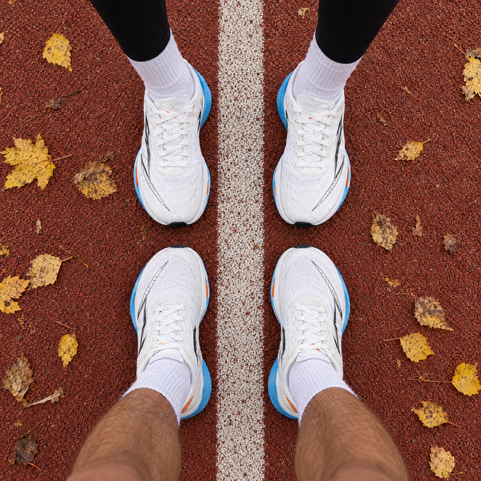Running shoes on the track