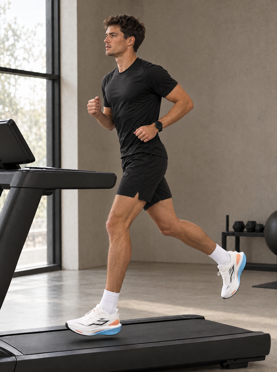 Man running on a treadmill